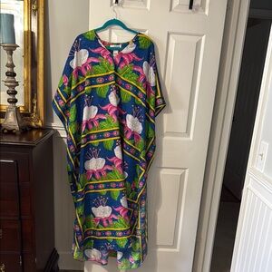 Vintage Vibrant Floral Kaftan Dress